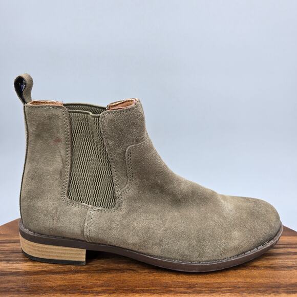 Boc Born Chelsea Boots Women's 8 M Olive Taupe Suede Leather Pull On Block Heel - Picture 1 of 7